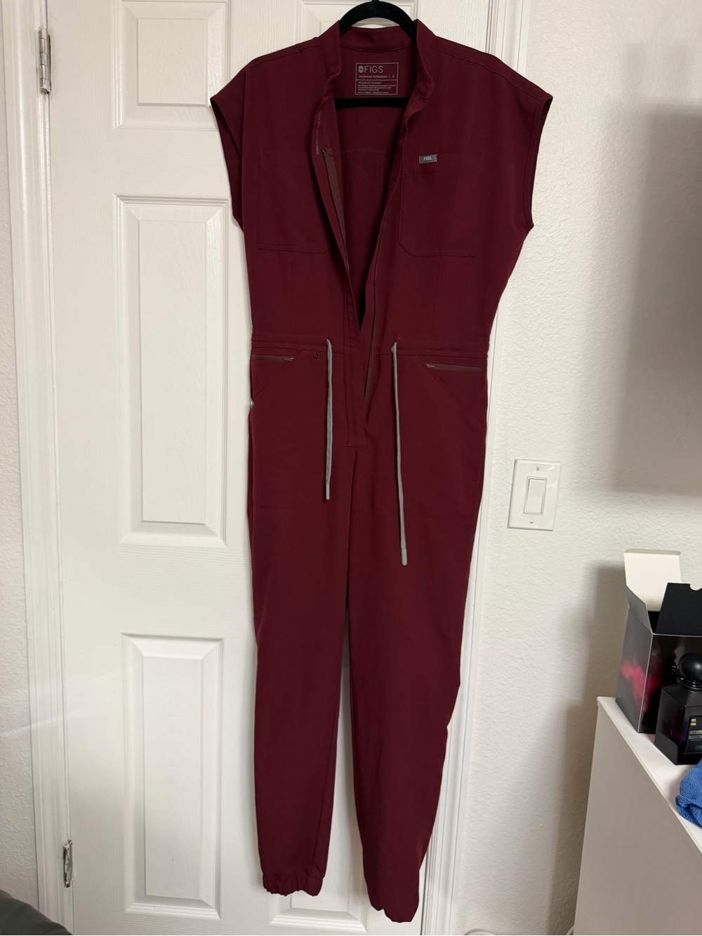 Figs Women's Burgundy Zip-Front Jumpsuit